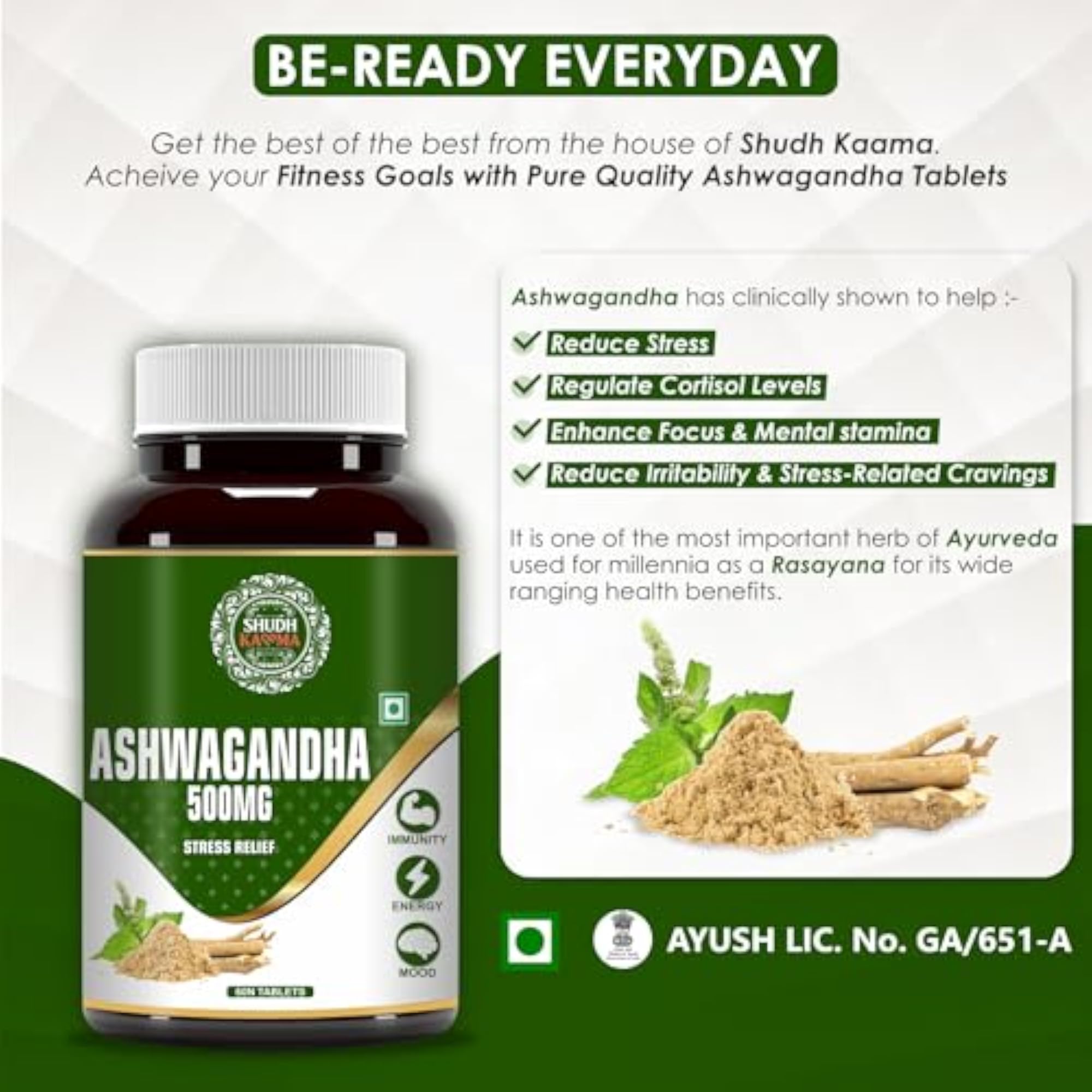 Ashwagandha Tablets for General Wellness and Immunity